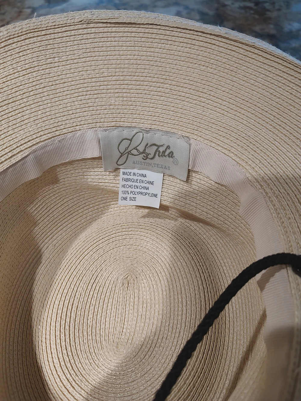 Tula Cream Wide-Brim Sun Hat with Black Chin Cord